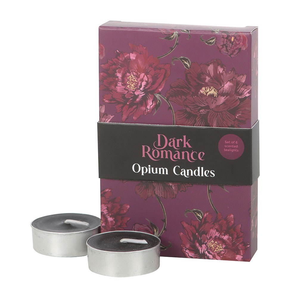 Something Different - Set of 6 Dark Romance Opium Tea Light Candle - Black